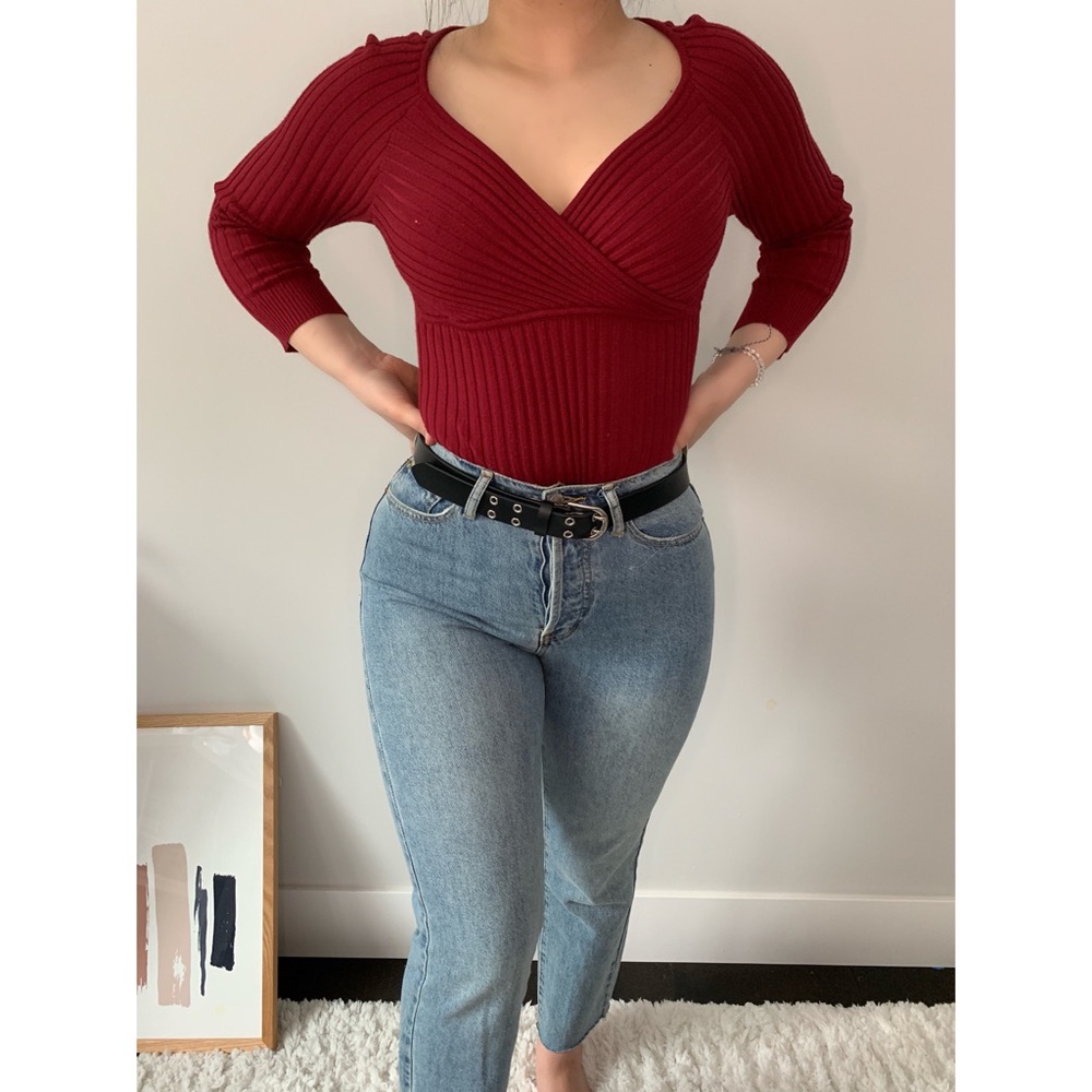 VINTAGE 90s red ribbed sweater
